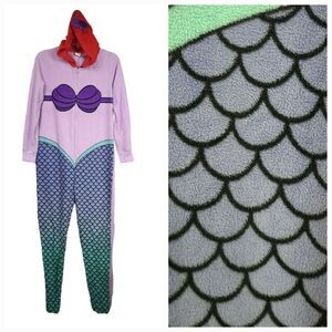 Disney Ariel Mermaid Women's XS Onesie Fleece Union Suit Pajama Sleepwear 1pc PJ